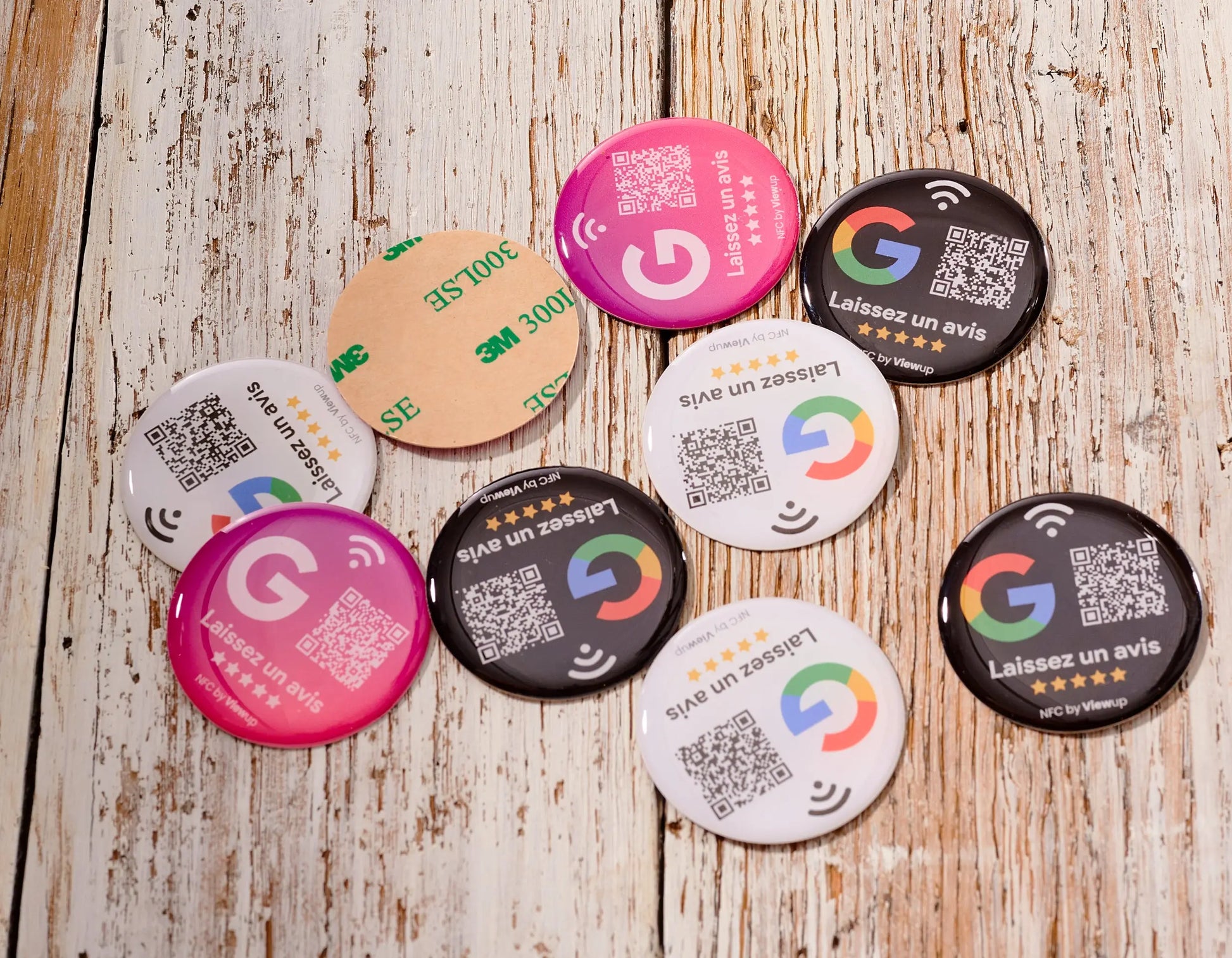 Badges autocollants NFC avis Google avec QR code