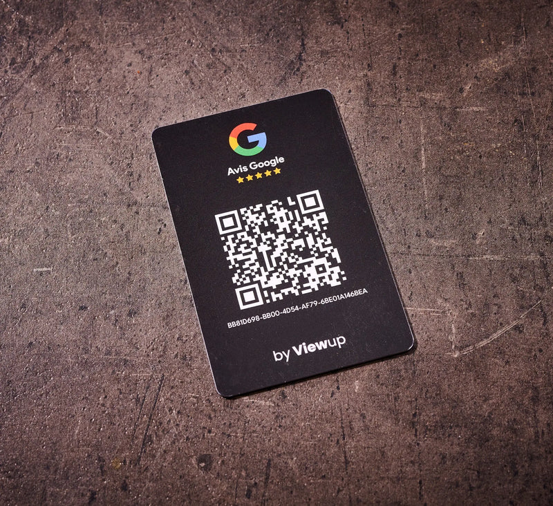 Carte NFC avis google connectée noire avec QR code