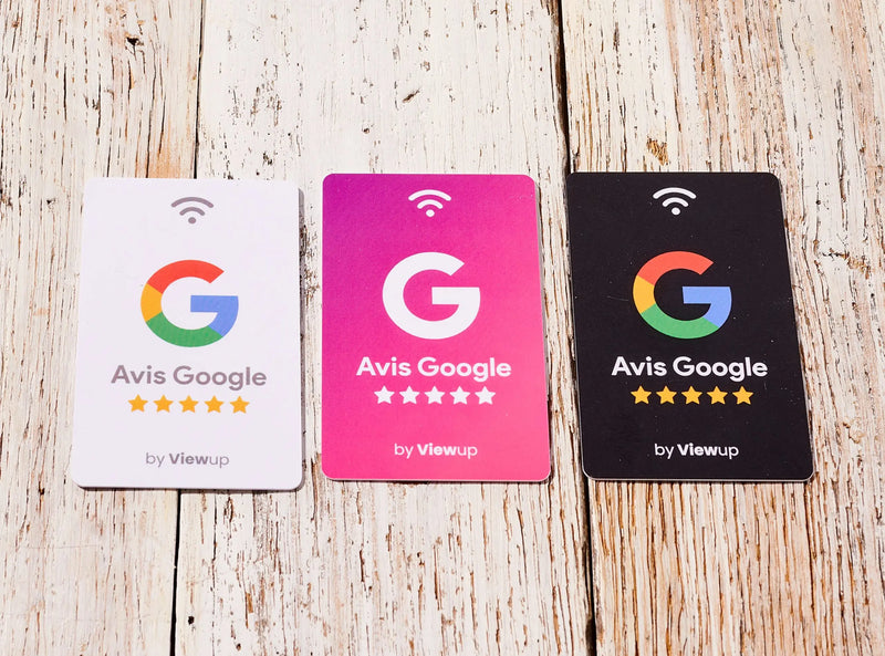 carte NFC avis Google Viewup avec QR code