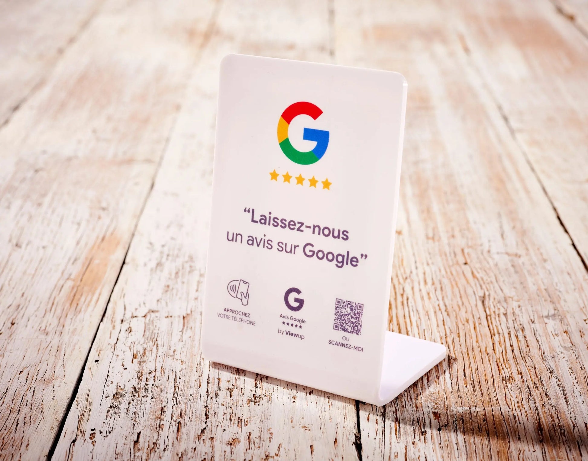 présentoir NFC avis Google avec QR code fonctionne sur métal