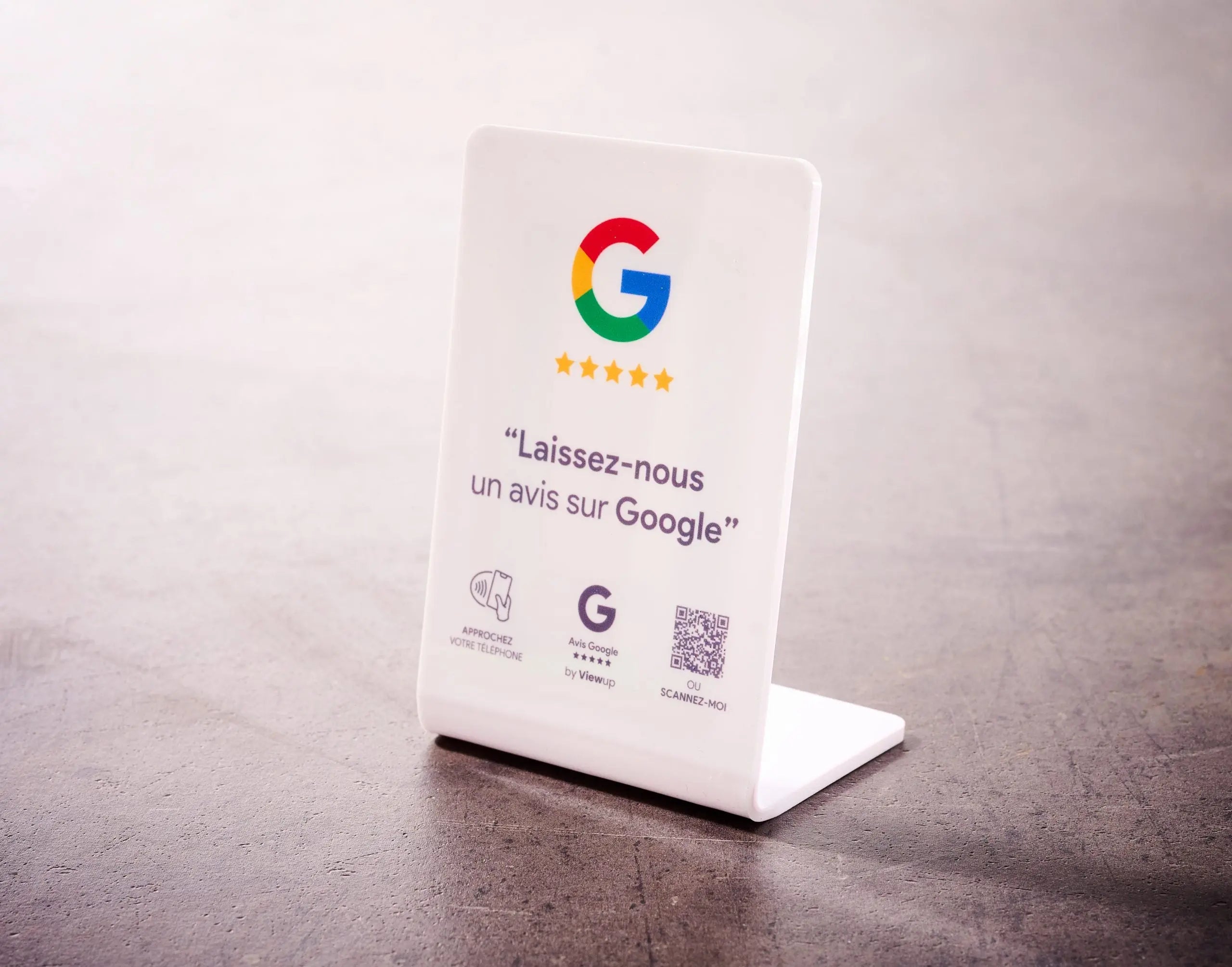 présentoir NFC avis Google avec QR code fonctionne sur métal