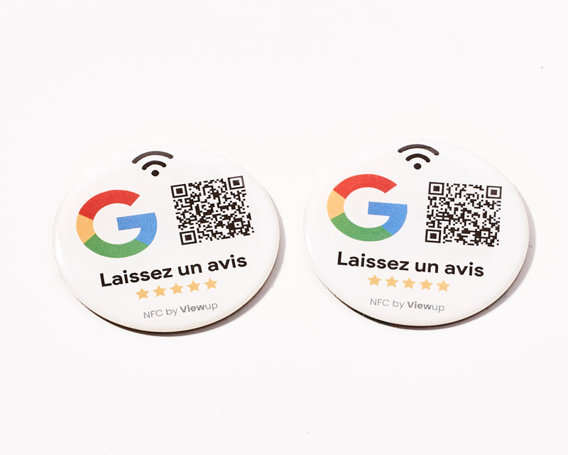 Badges autocollants NFC connectés - avis Google Viewup