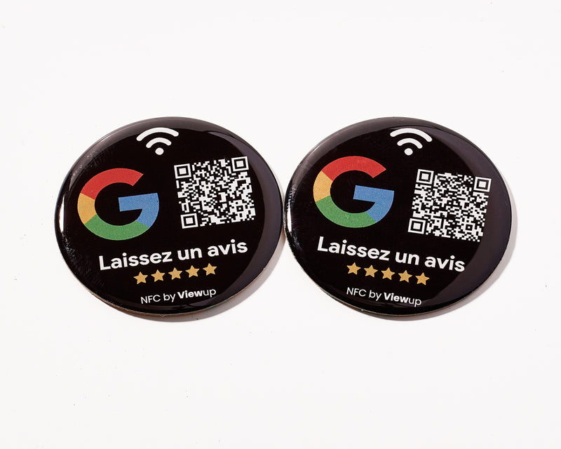 Badges autocollants NFC connectés - avis Google Viewup