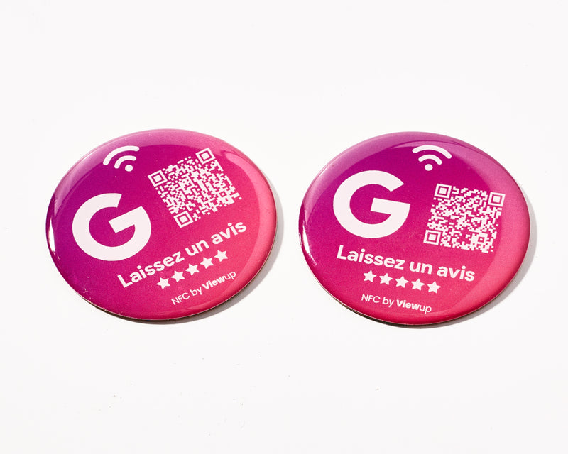Badges autocollants NFC connectés - avis Google Viewup